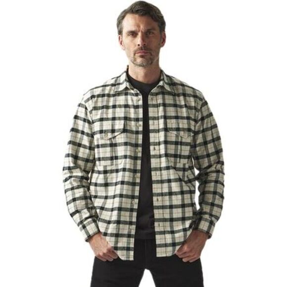 FILSON Men's Cream Black Plaid Alaskan Guide Flannel Button Up Shirt Size Large - Picture 1 of 8